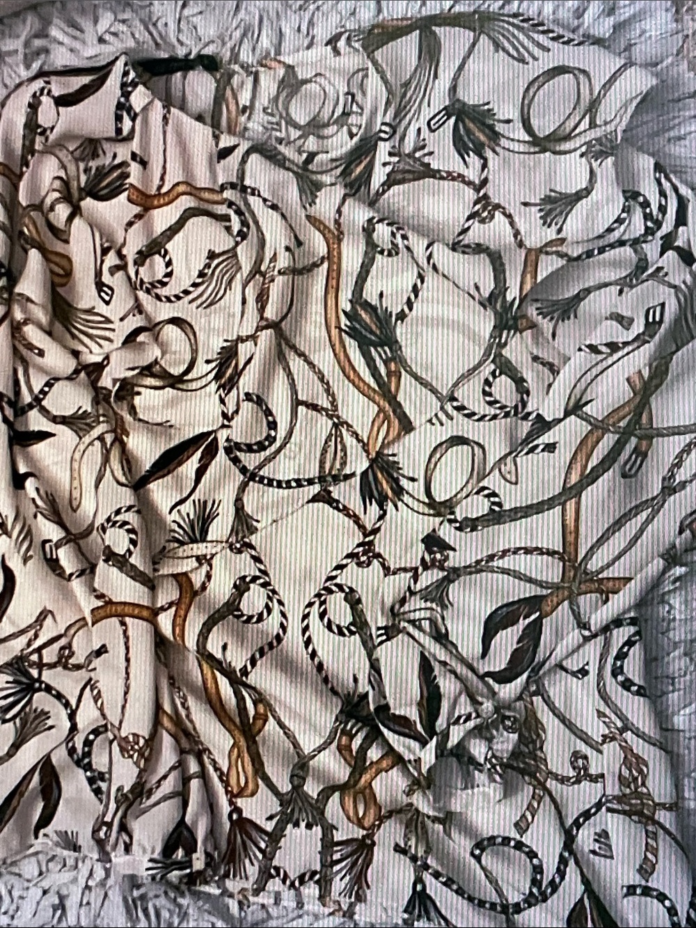 Zara Cream Blouse with Brown and Black Rope Print
